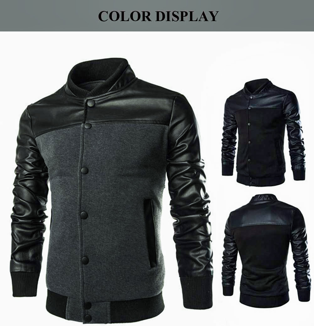 Fashionable Slim Fit Patchwork Design Stand Collar Men Jacket Fashionable Slim Fit Patchwork Design Stand Collar Men Jacket