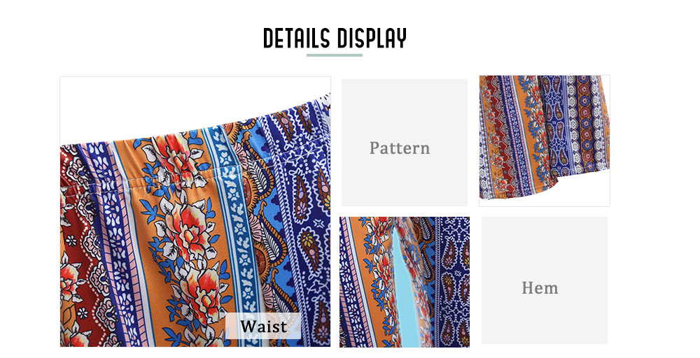 Vintage Mid Waist Rose Print Skinny Bell-bottom Pants for Women