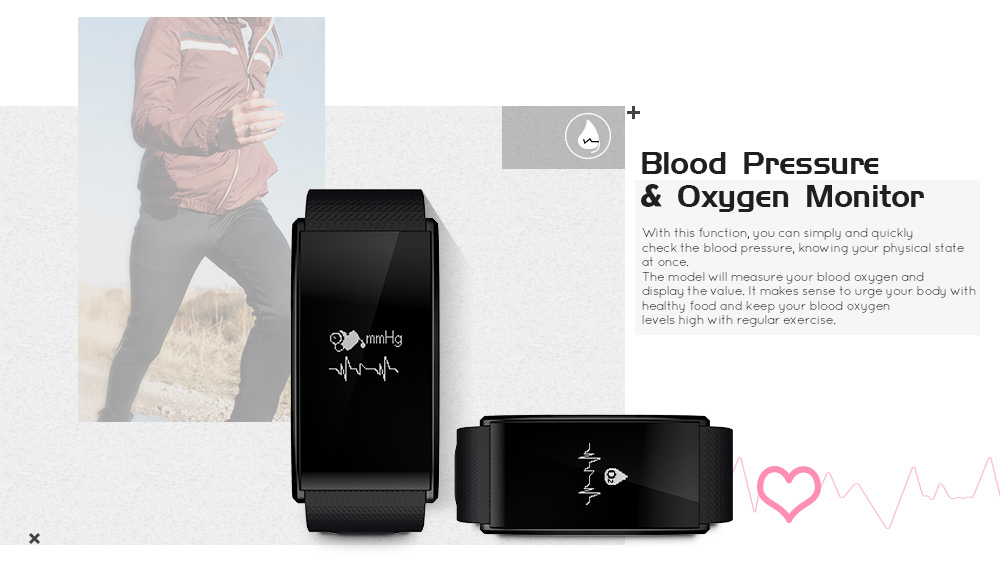 TenFifteen A58 Bluetooth 4.0 Smart Bracelet Blood Oxygen Pressure Measure Fatigue Heart Rate Monitor TenFifteen A58 Bluetooth 4.0 Smart Bracelet Blood Oxygen Pressure Measure Fatigue Heart Rate Monitor