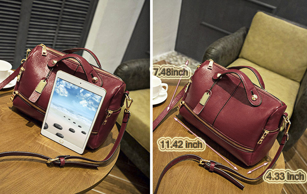 Guapabien Lady Pillow Shape Slide Handle Rivet Multi Purposes Tote Shoulder Messenger Bag Guapabien Lady Pillow Shape Slide Handle Rivet Multi Purposes Tote Shoulder Messenger Bag