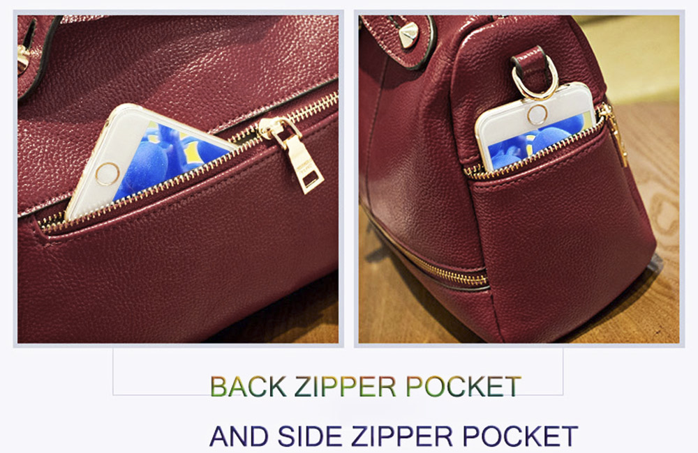 Guapabien Lady Pillow Shape Slide Handle Rivet Multi Purposes Tote Shoulder Messenger Bag Guapabien Lady Pillow Shape Slide Handle Rivet Multi Purposes Tote Shoulder Messenger Bag