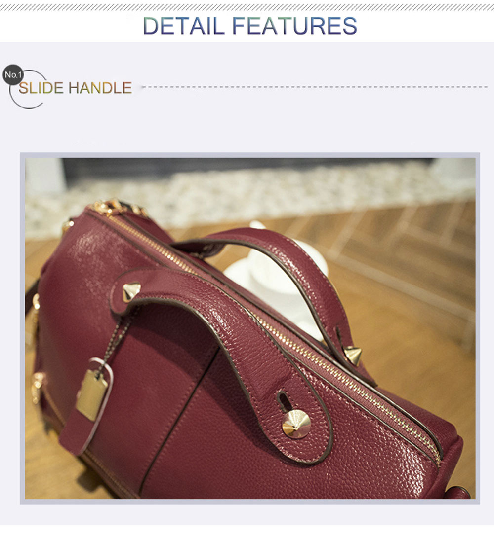 Guapabien Lady Pillow Shape Slide Handle Rivet Multi Purposes Tote Shoulder Messenger Bag Guapabien Lady Pillow Shape Slide Handle Rivet Multi Purposes Tote Shoulder Messenger Bag