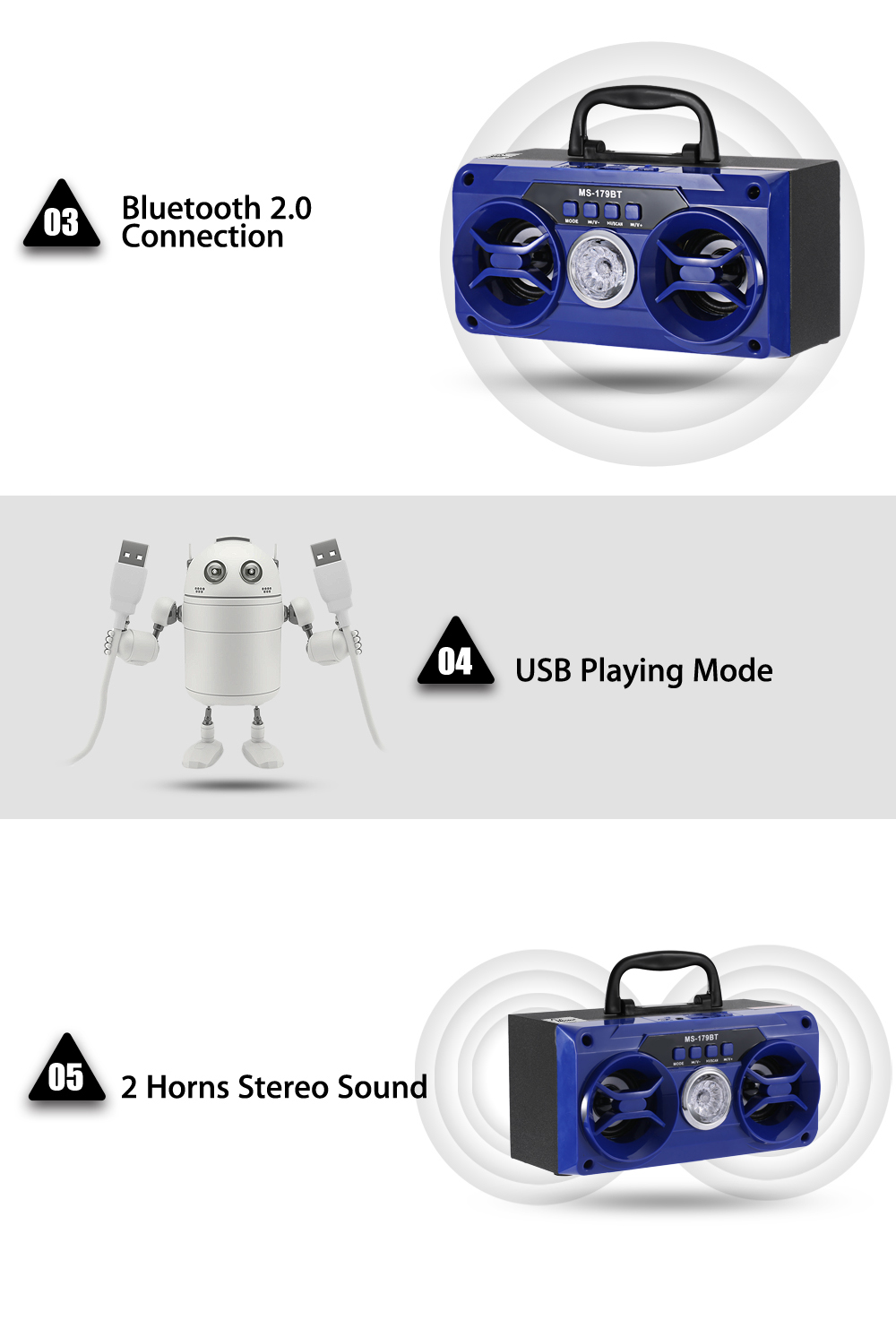 Redmaine MS - 179BT Bluetooth Speaker FM Radio TF Card Music Player Redmaine MS - 179BT Bluetooth Speaker FM Radio TF Card Music Player