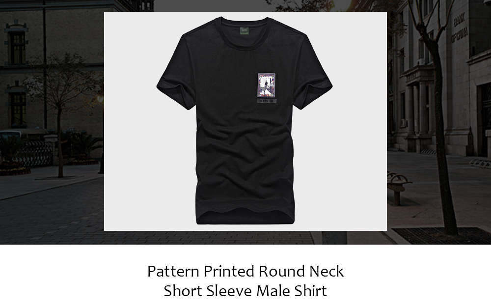 TAPOO Pattern Printed Round Neck Short Sleeve Slim Fit Shirt for Men