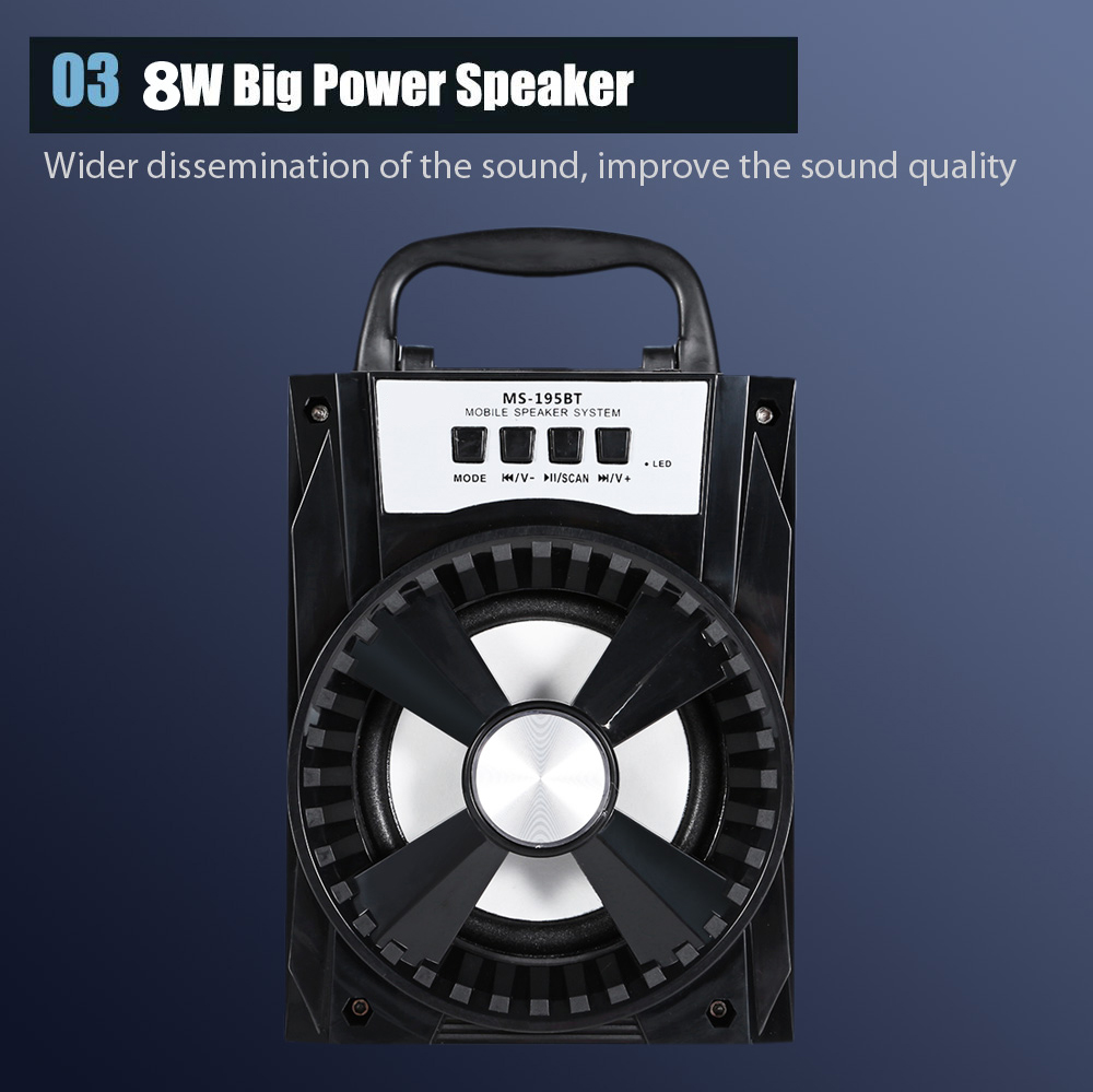 Redmaine MS - 195BT Portable High Power Output Multimedia FM Radio Wireless Bluetooth Speaker Redmaine MS - 195BT Portable High Power Output Multimedia FM Radio Wireless Bluetooth Speaker
