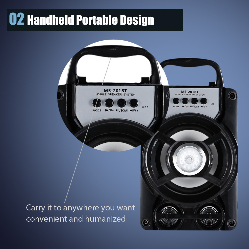 Redmaine MS - 201BT Portable High Power Output Multimedia FM Radio Wireless Bluetooth Speaker Redmaine MS - 201BT Portable High Power Output Multimedia FM Radio Wireless Bluetooth Speaker