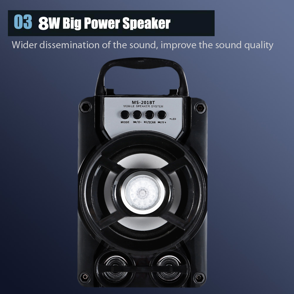 Redmaine MS - 201BT Portable High Power Output Multimedia FM Radio Wireless Bluetooth Speaker Redmaine MS - 201BT Portable High Power Output Multimedia FM Radio Wireless Bluetooth Speaker