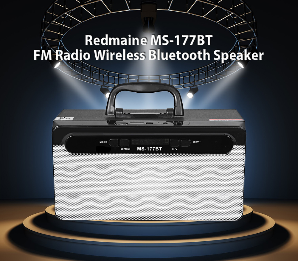 Redmaine MS - 177BT Portable High Power Output Multimedia FM Radio Wireless Bluetooth Speaker Redmaine MS - 177BT Portable High Power Output Multimedia FM Radio Wireless Bluetooth Speaker