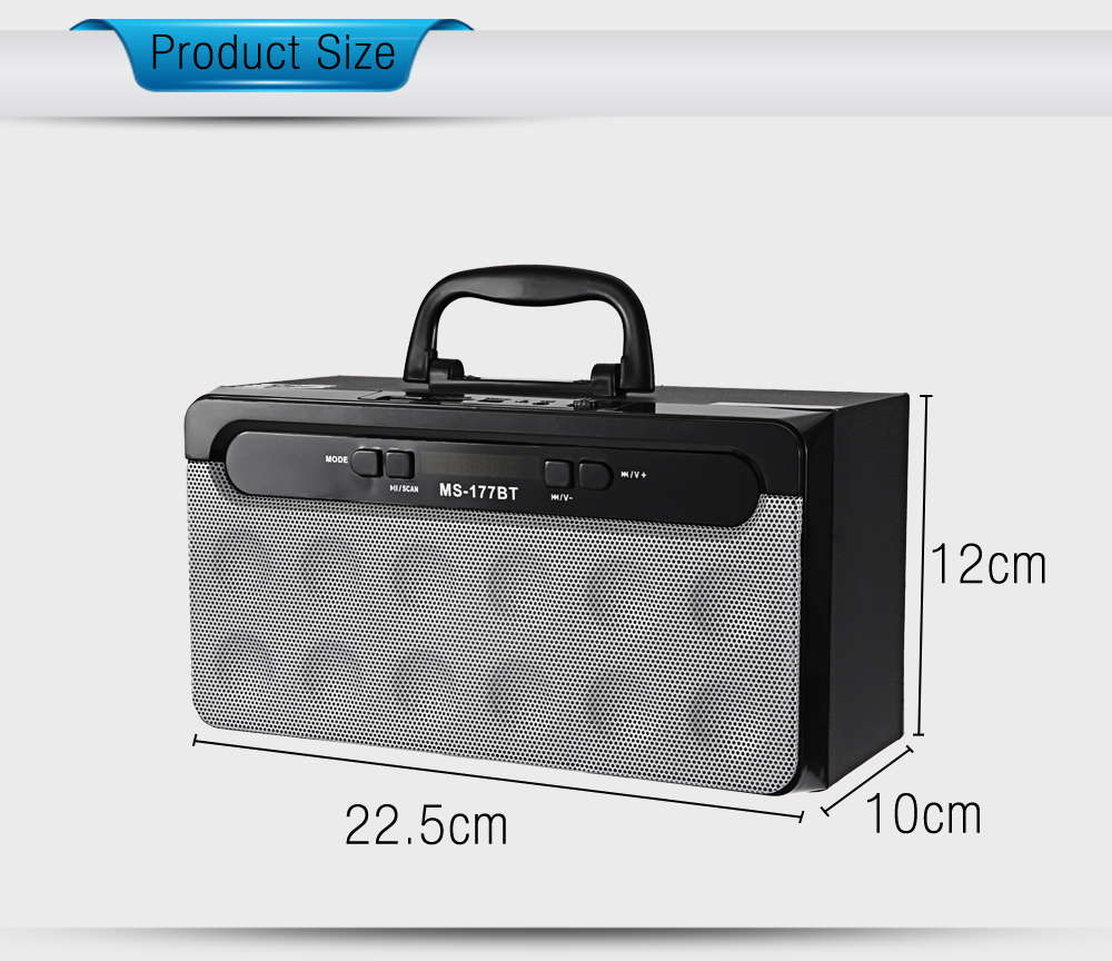 Redmaine MS - 177BT Portable High Power Output Multimedia FM Radio Wireless Bluetooth Speaker Redmaine MS - 177BT Portable High Power Output Multimedia FM Radio Wireless Bluetooth Speaker