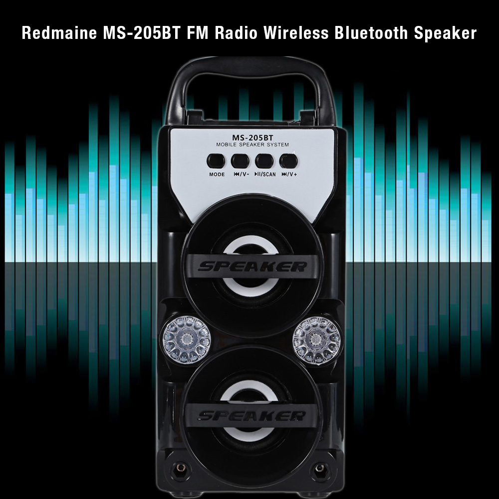 Redmaine MS -205BT Portable High Power Output Multimedia FM Radio Wireless Bluetooth Speaker Redmaine MS -205BT Portable High Power Output Multimedia FM Radio Wireless Bluetooth Speaker