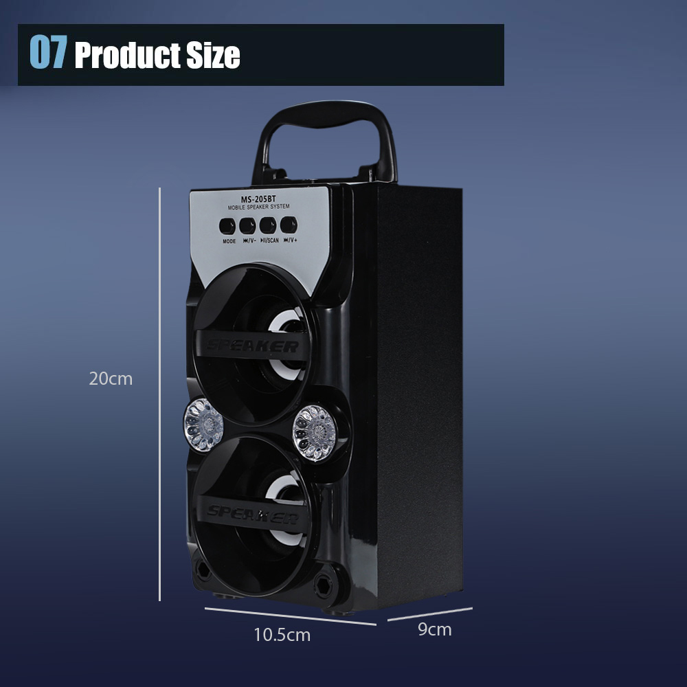 Redmaine MS -205BT Portable High Power Output Multimedia FM Radio Wireless Bluetooth Speaker Redmaine MS -205BT Portable High Power Output Multimedia FM Radio Wireless Bluetooth Speaker
