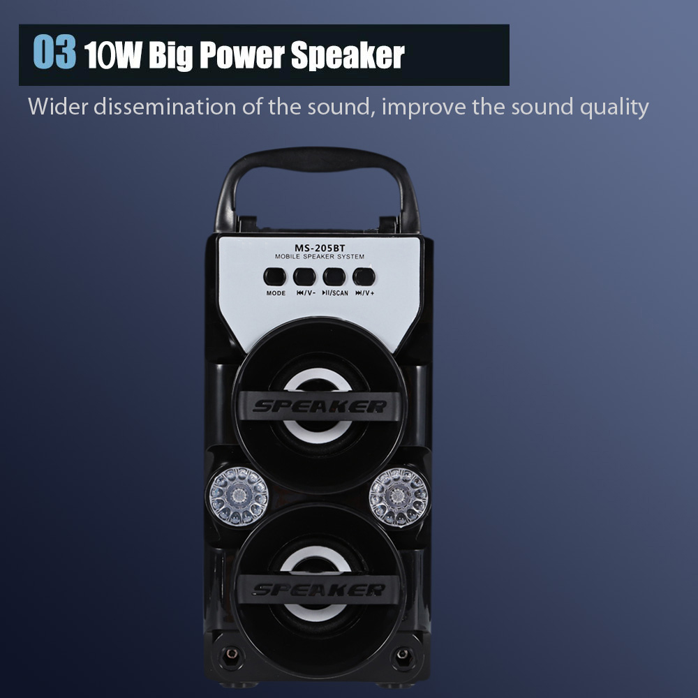 Redmaine MS -205BT Portable High Power Output Multimedia FM Radio Wireless Bluetooth Speaker Redmaine MS -205BT Portable High Power Output Multimedia FM Radio Wireless Bluetooth Speaker