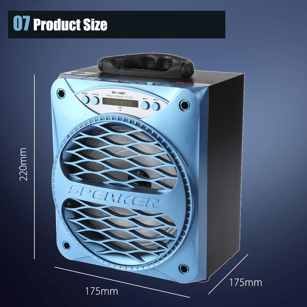 Redmaine MS - 136BT Large Output Wireless Bluetooth Square Speaker Support AUX TF Input FM Radio Redmaine MS - 136BT Large Output Wireless Bluetooth Square Speaker Support AUX TF Input FM Radio