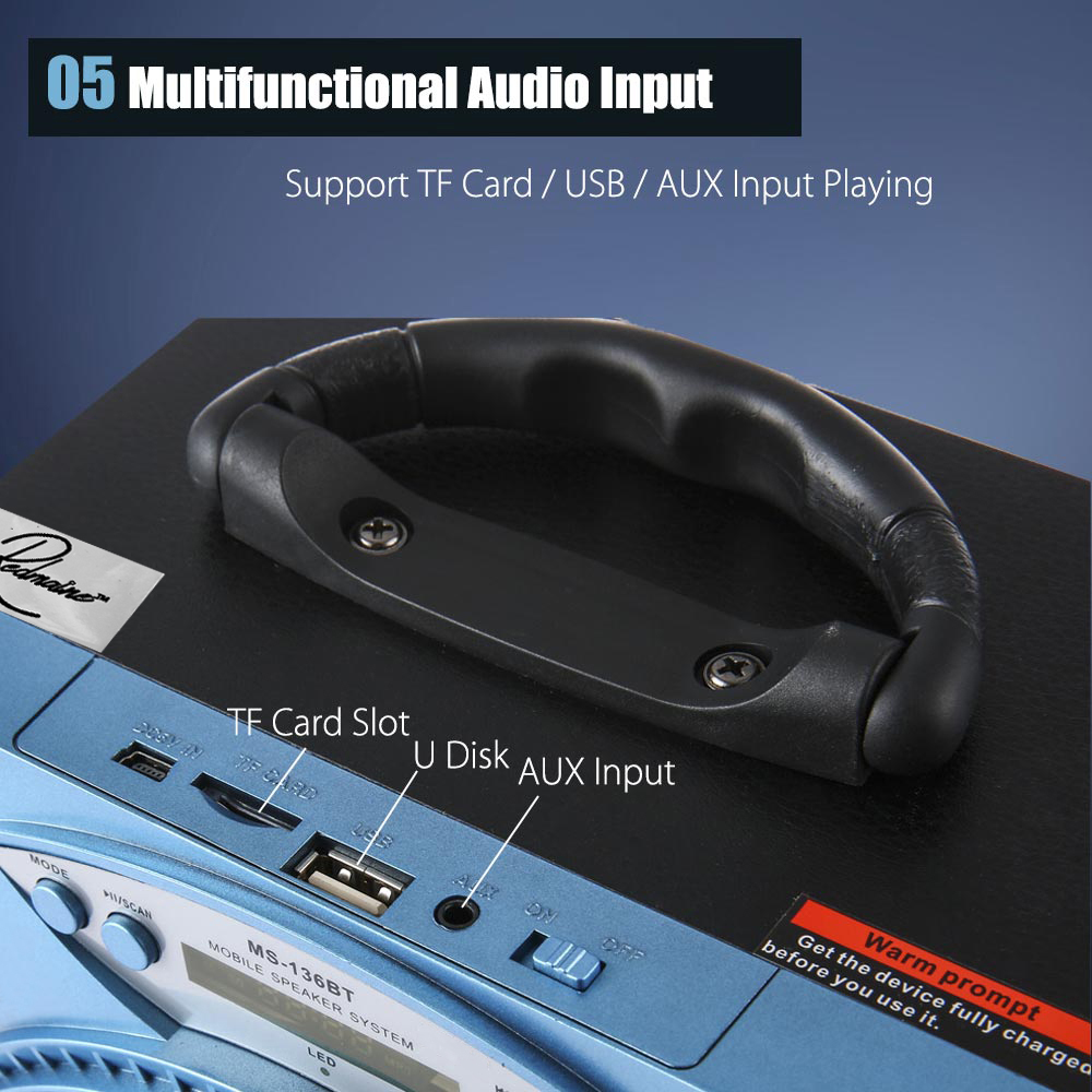 Redmaine MS - 136BT Large Output Wireless Bluetooth Square Speaker Support AUX TF Input FM Radio Redmaine MS - 136BT Large Output Wireless Bluetooth Square Speaker Support AUX TF Input FM Radio