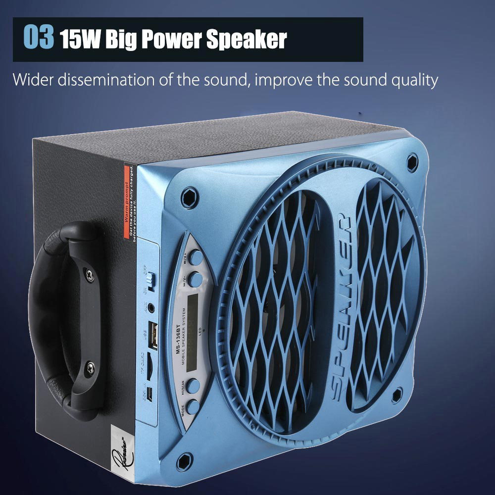 Redmaine MS - 136BT Large Output Wireless Bluetooth Square Speaker Support AUX TF Input FM Radio