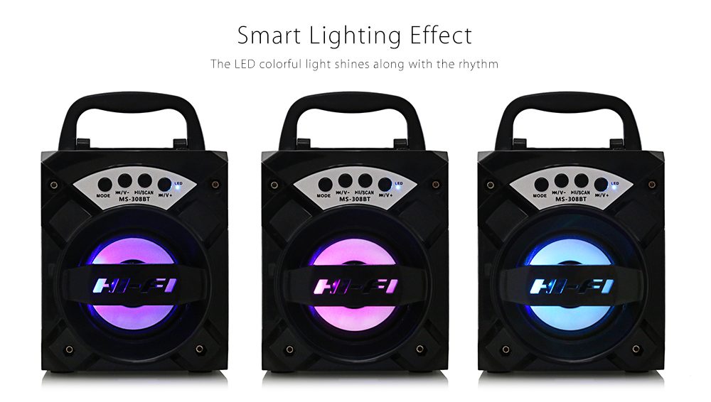 Redmaine MS - 308BT Portable Bluetooth Speaker with LED Lights 3 inch Driver Unit Redmaine MS - 308BT Portable Bluetooth Speaker with LED Lights 3 inch Driver Unit