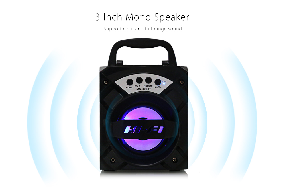 Redmaine MS - 308BT Portable Bluetooth Speaker with LED Lights 3 inch Driver Unit