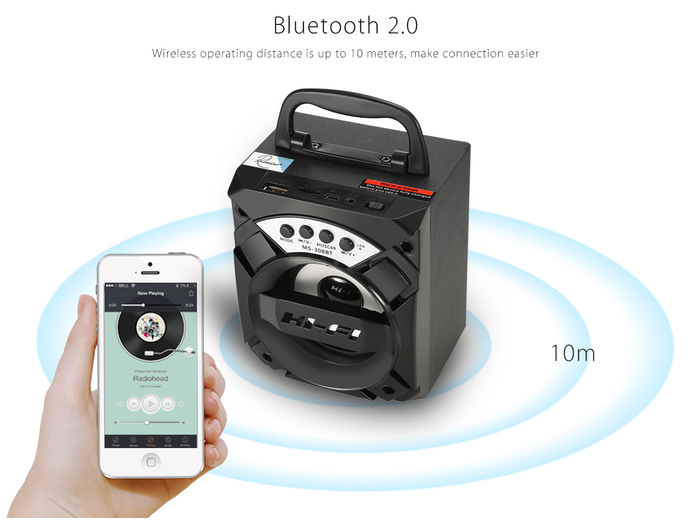 Redmaine MS - 308BT Portable Bluetooth Speaker with LED Lights 3 inch Driver Unit Redmaine MS - 308BT Portable Bluetooth Speaker with LED Lights 3 inch Driver Unit