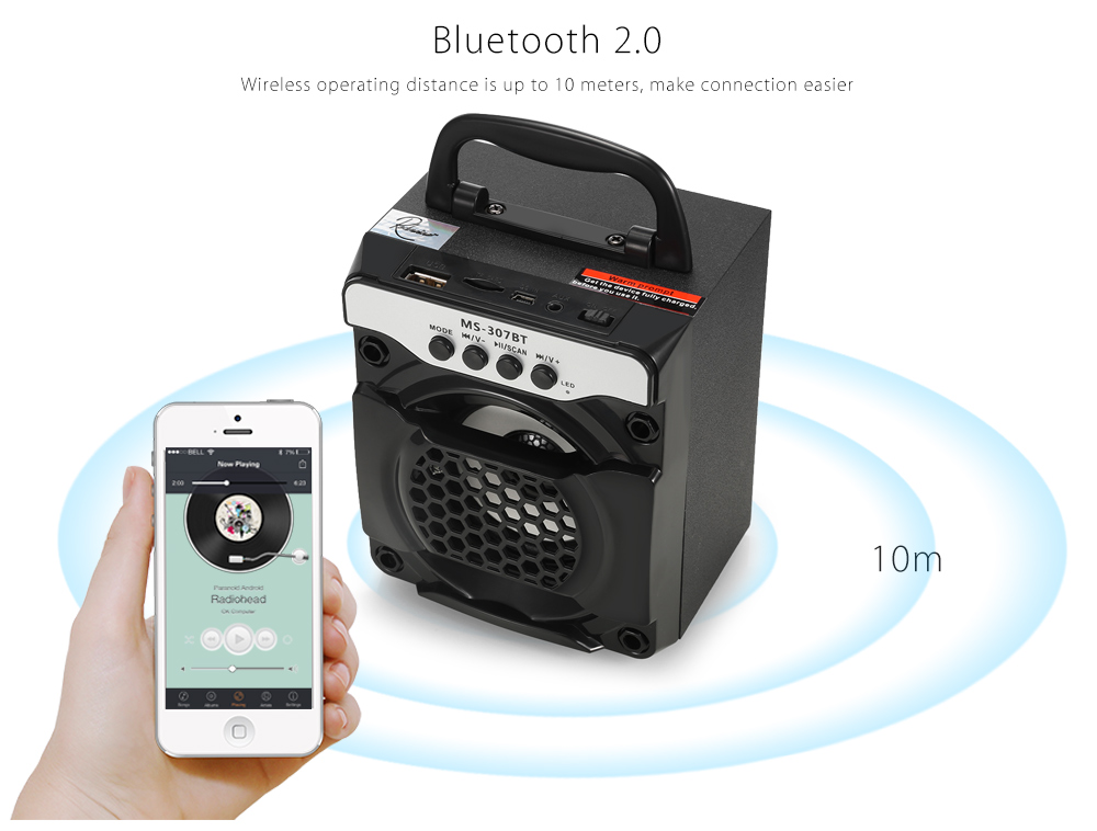 Redmaine MS - 307BT Portable Bluetooth Speaker with LED Lights 3 inch Driver Unit Redmaine MS - 307BT Portable Bluetooth Speaker with LED Lights 3 inch Driver Unit