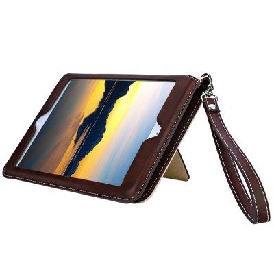 STYLISH LEATHER HOLDER MULTIFUNCTION CARD SLOT CASE WITH LANYARD FOR IPAD MINI 4 (WINE RED) -