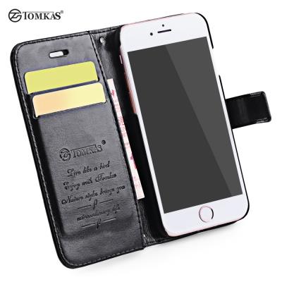 TOMKAS CRAZY HORSE SERIES WALLET COVER FOR IPHONE 7 PLUS (BLACK) 5.5 INCH