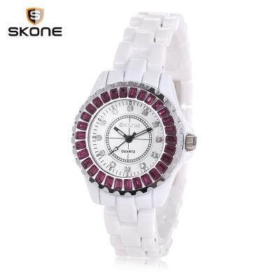 SKONE 7240 WOMEN QUARTZ WATCH ARTIFICIAL DIAMOND DIAL CRYSTAL BEZEL ALLOY BAND FEMALE WRISTWATCH (PURPLE) 0